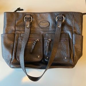 Large Black Leather Rosetti Tote Bag